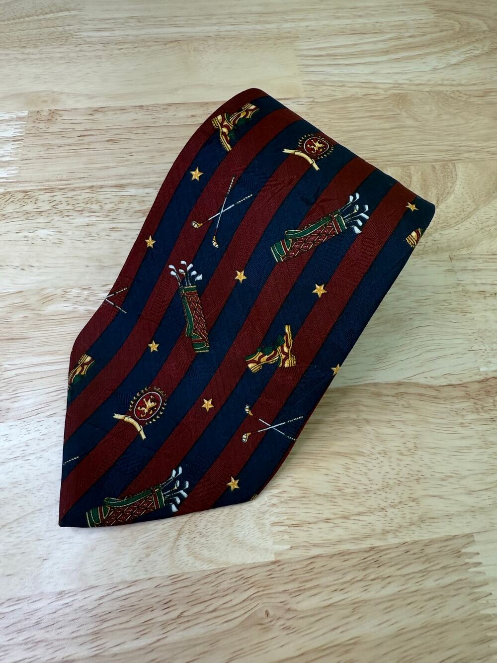 Tommy Hilfiger Golf Theme 100% Silk Men's Neck Tie Red Blue